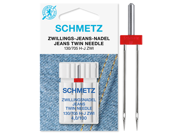 Schmetz Tvillingnål JEANS 4,0mm -100 1st 130/705H JEANS 4.0 - 100  1stk.