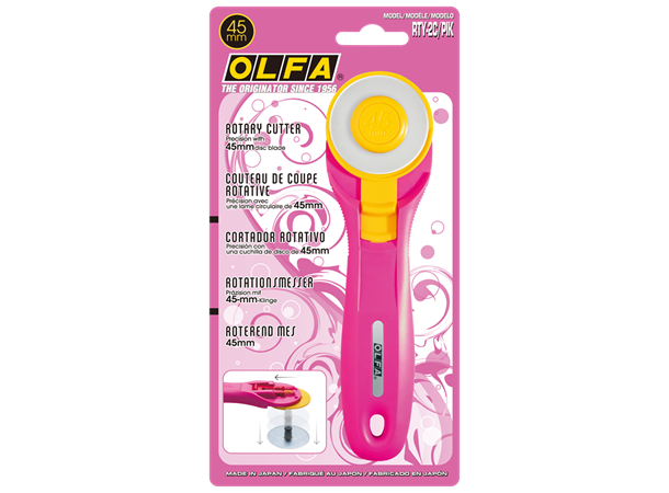 OLFA Rullekniv 45 mm Rosa For Høgre- og Venstrehendte. 