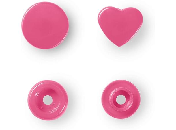 Prym Color Snaps trykknapp 12,4mm 30stk. Plastknapp farge: Rosa/Hjerte/Runde 