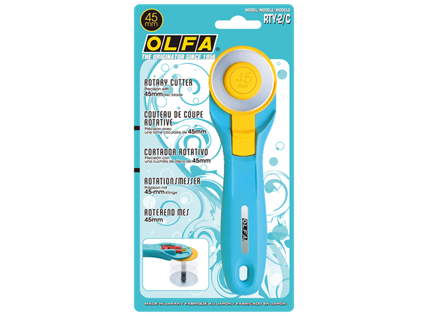 OLFA Rullekniv 45 mm Aqua Blå For Høgre- og Venstrehendte. 