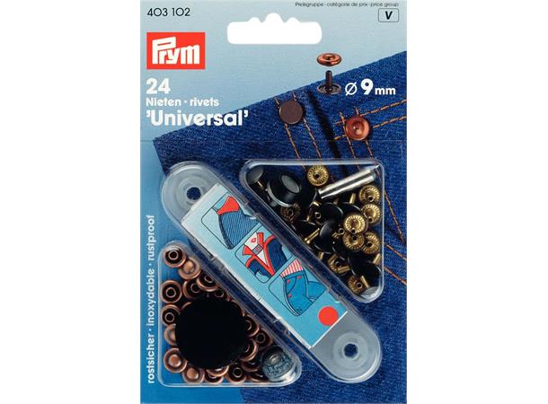 PRYM Jeansnagler 9 mm Antikk/Kobber/Sort Kobber og oksidert Sort 9mm 24 stk. 