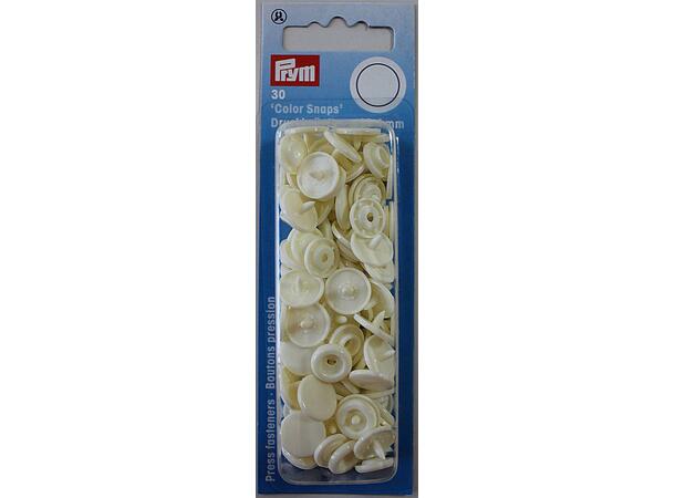 Prym Color Snaps trykknapp 12,4mm 30stk. Plastknapp farge: Perle/Runde 
