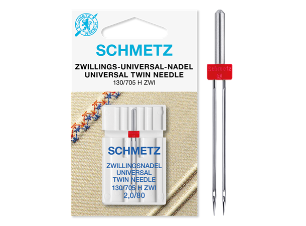 Schmetz Tvillingnål Univers 2,0mm-80 1st 130/705H UNIVERSAL 2.0 - 80  1stk.