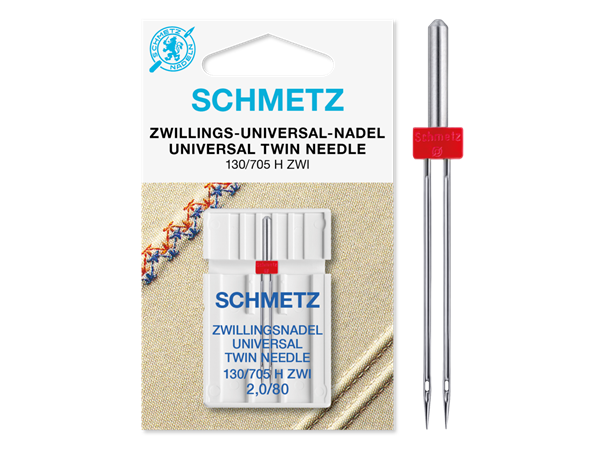 Schmetz Tvillingnål Univers 2,0mm-80 1st 130/705H UNIVERSAL 2.0 - 80  1stk. 
