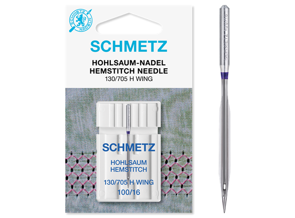 Schmetz symaskinnål -  Wing-nål 100/16 Nål til dekorative sømmer med hol-effek