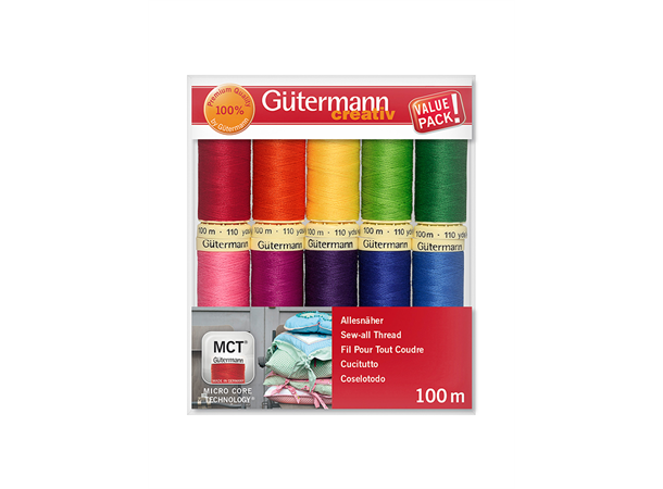 Gütermann Polyester No100 10x100m ass. Gütermann No100 Sew-all Thread 10pk.