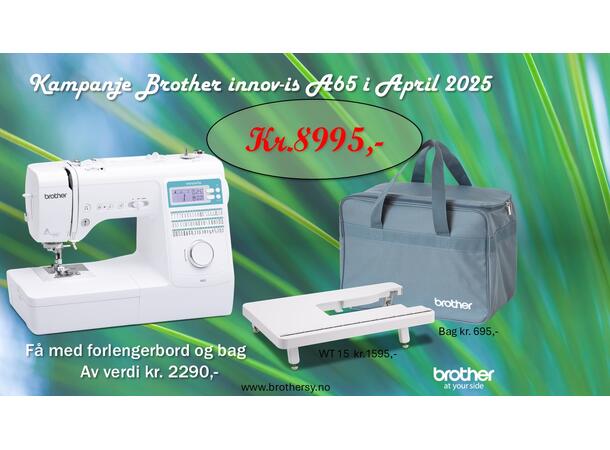 KAMPANJE: Brother Innov-is A65 Symaskin Gratis med:Stort sybrett og symaskin bag 
