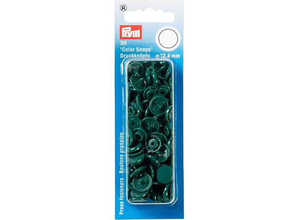 Prym Color Snaps trykknapp 12,4mm 30stk. Plastknapp farge: Mørk Grønn/Runde 