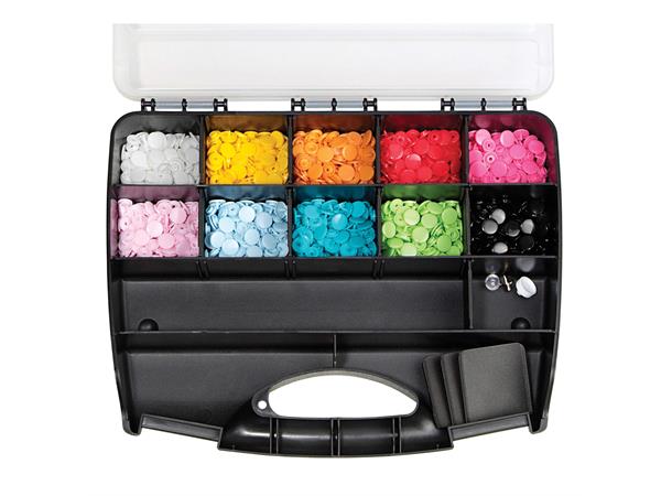 Prym trykknapper plast (Color snaps)300 Stor oppbevaringsboks følger med. 300stk