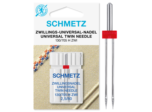 Schmetz Tvillingnål Univers 2,5mm-80 1st 130/705H UNIVERSAL 2.5 - 80  1stk.