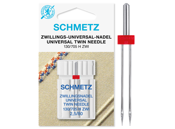 Schmetz Tvillingnål Univers 2,5mm-80 1st 130/705H UNIVERSAL 2.5 - 80  1stk. 