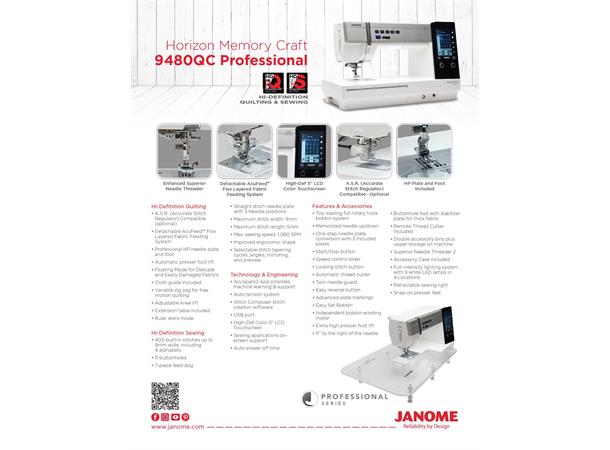 Janome Memory Craft 9480QC Inkl. Stingregulator 
