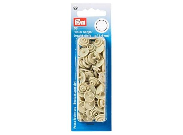 Prym Color Snaps trykknapp 12,4mm 30stk. Plastknapp farge: Beige/Runde 
