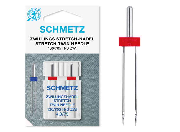 Schmetz Tvillingnål Stretch 4,0mm-75 2st 130/705H STRETCH 4.0 - 75  2stk.