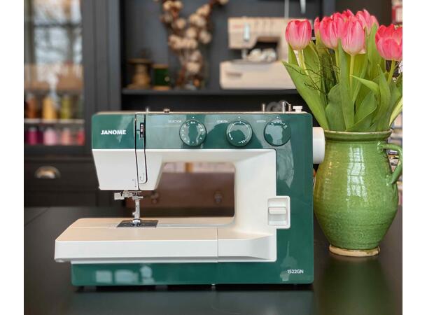 DEMO: Janome 1522 Grønn Symaskin Maskina er som ny, Full garanti. 