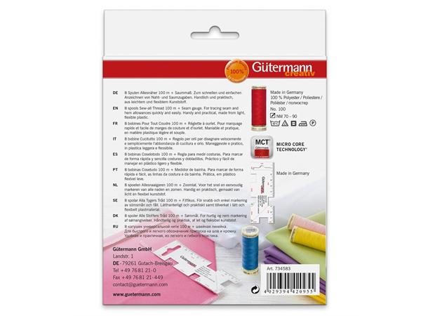 Gütermann Polyester 8 x100m + Sømometer Gütermann No100 Sew-all Thread 10pk.