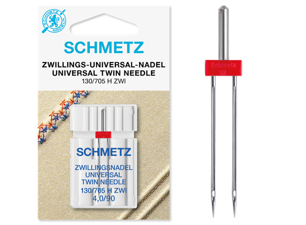 Schmetz Tvillingnål Univers 4,0mm-90 1st 130/705H UNIVERSAL 4.0 - 90  1stk. 