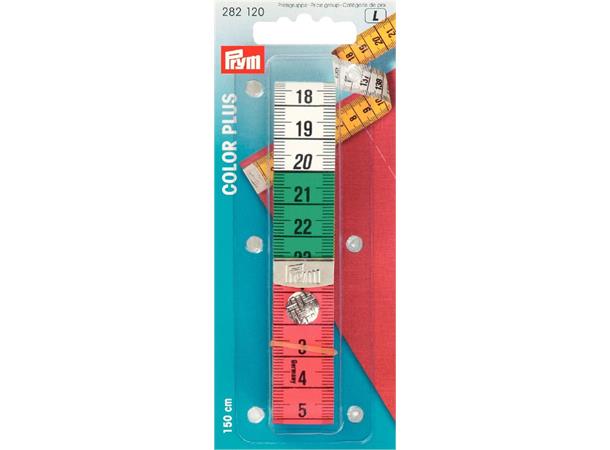 Prym Color Plus Måleband 150cm Tre farga målband m/trykknapp.