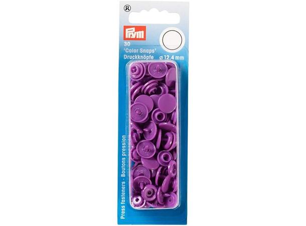 Prym Color Snaps trykknapp 12,4mm 30stk. Plastknapp farge: Lilla/Runde 