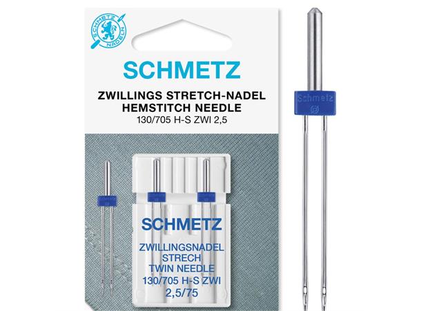 Schmetz Tvillingnål Stretch 2,5mm 75 2st 130/705H STRETCH 2,5 - 75  2stk.