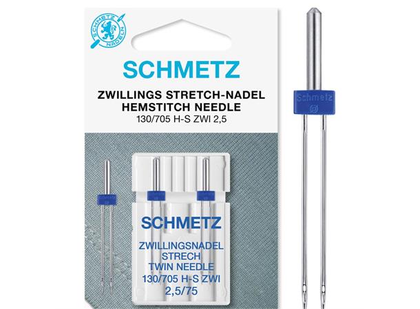 Schmetz Tvillingnål Stretch 2,5mm 75 2st 130/705H STRETCH 2,5 - 75  2stk. 