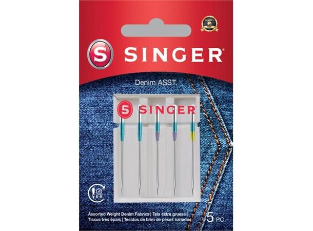 Singer Jeans nål #90-110 ass. 5 stk 130/705H 90/14 100/16 110/18 