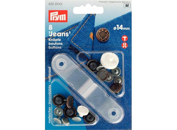 PRYM Jeansknapper 14mm Messing antikk sø 8stk. + verktøy. 14mm  American Star. 