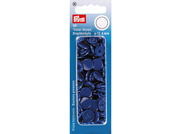 Prym Color Snaps trykknapp 12,4mm 30stk. Plastknapp farge: Blå/Runde 