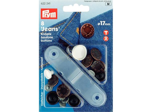 Prym Jeans knapper 17mm Lagerkrans 8stk. + verktøy for tang, Kobber. 