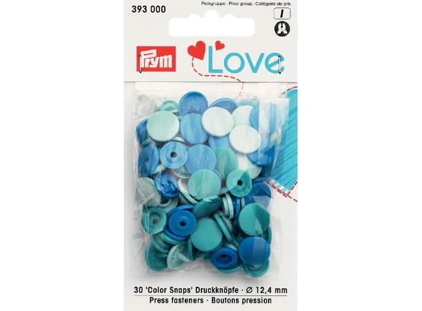 Prym Love Color Snaps 12,4mm 30stk. Plast trykknapper, farge: Blå blanding 