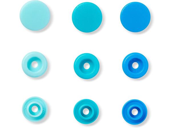 Prym Love Color Snaps 12,4mm 30stk. Plast trykknapper, farge: Blå blanding 