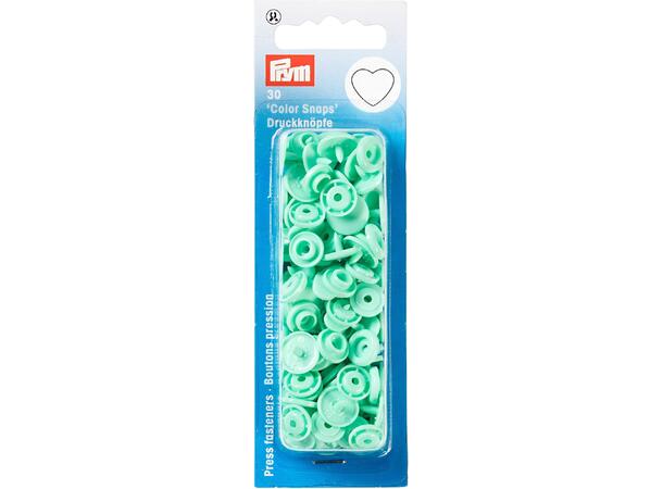 Prym Color Snaps trykknapp 12,4mm 30stk. Plastknapp farge: Mint/Hjerte/Runde 