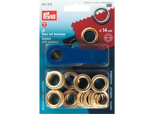 Prym Maljer m/Skive Gull 14mm 10stk. + verktøy for hammer 