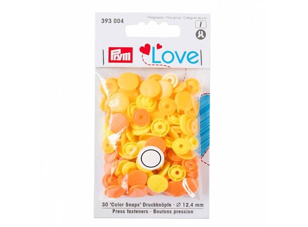 Prym Love Color Snaps 12,4mm 30stk. Plast trykknapper, Gul/Orange 