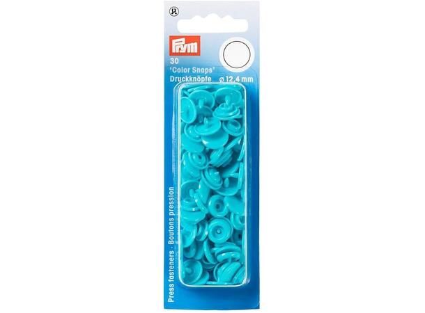 Prym Color Snaps trykknapp 12,4mm 30stk. Plastknapp farge: Turkis/Runde 