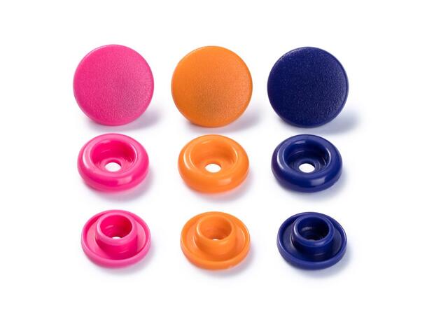 Prym Love Color Snaps 12,4mm 30stk. Plast trykknapper, Lilla/Rosa/Orange bla 