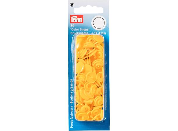 Prym Color Snaps trykknapp 12,4mm 30stk. Plastknapp farge: Gul/Runde 