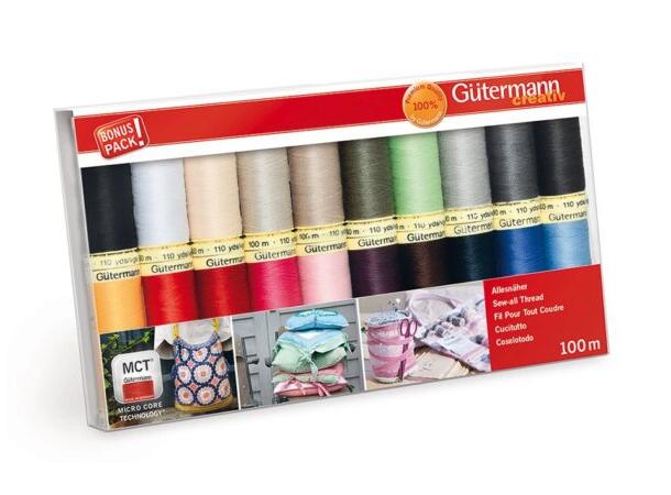 Gütermann Polyester No100 20x100m ass. Gütermann No100 Sew-all Thread 20pk. 
