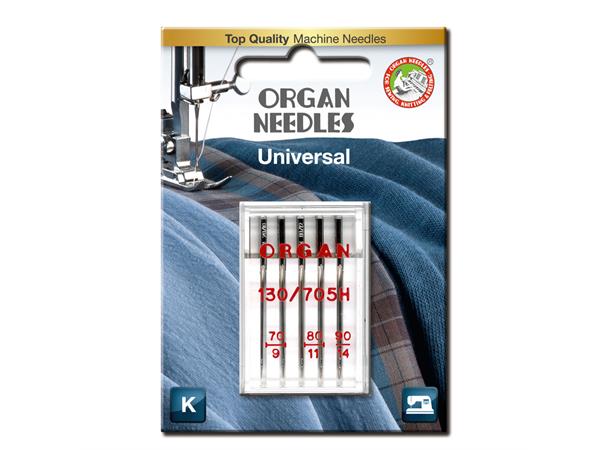 Organ Universal nål #70-90 ass. 5 stk 130/705H 70/9  80/11 90/14 