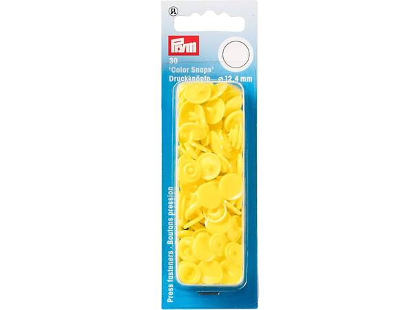 Prym Color Snaps trykknapp 12,4mm 30stk. Plastknapp farge: Gule/Runde 