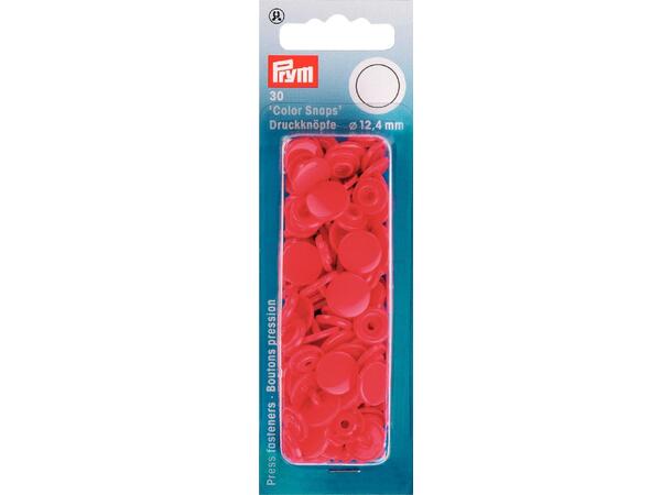 Prym Color Snaps trykknapp 12,4mm 30stk. Plastknapp farge: Raude/Runde 