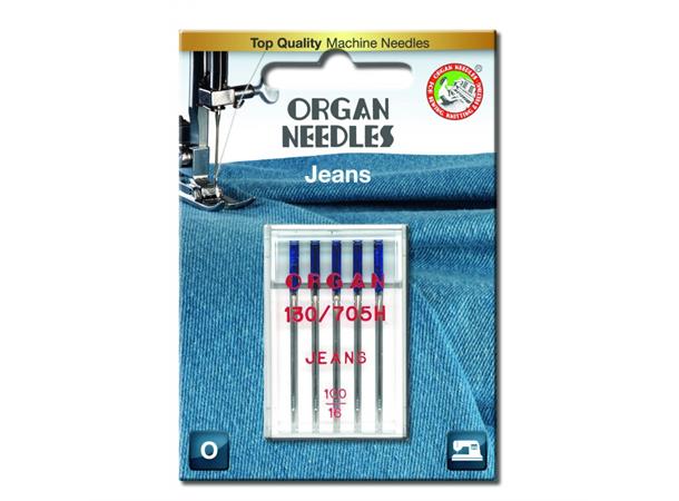 Organ Jeans nål #100 - 5 stk 130/705H 100/16