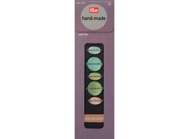 Prym-etiketter "Handmade" 5stk. i metall, 1stk. i stoff 