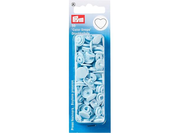 Prym Color Snaps trykknapp 12,4mm 30stk. Plastknapp farge: Lys-Blå/Hjerte/Runde 