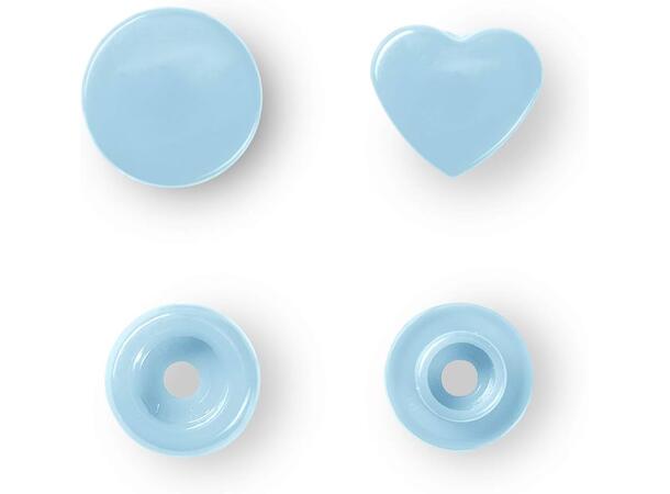 Prym Color Snaps trykknapp 12,4mm 30stk. Plastknapp farge: Lys-Blå/Hjerte/Runde 