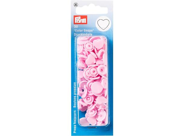Prym Color Snaps trykknapp 12,4mm 30stk. Plastknapp farge: Lys-Rosa/Hjerte/Runde 