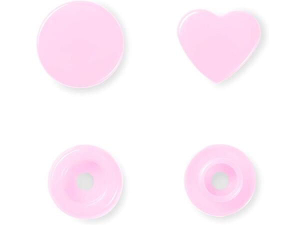 Prym Color Snaps trykknapp 12,4mm 30stk. Plastknapp farge: Lys-Rosa/Hjerte/Runde 