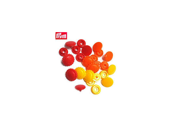 Prym Love Color Snaps 12,4mm 30stk. Plast trykknapper, Gul/Raud/Orange/Smil 