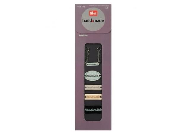 Prym-etiketter "Handmade" 4stk. i metall, 1stk. i stoff 