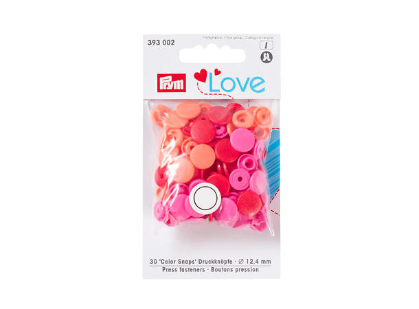 Prym Love Color Snaps 12,4mm 30stk. Plast trykknapper, Raud/Rosa 